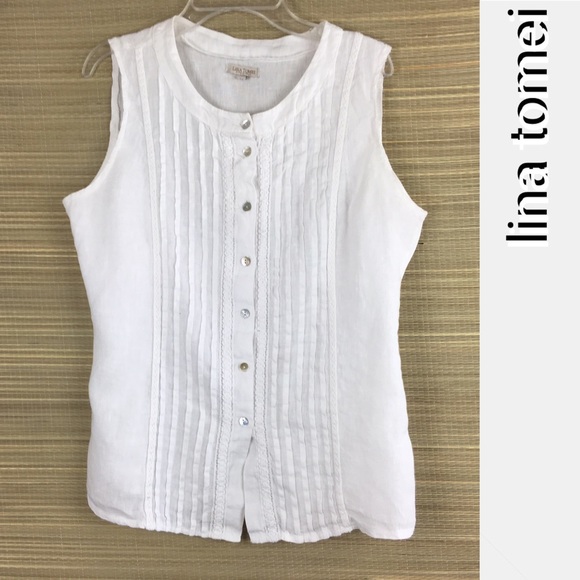 Lina Tomei Italy Sleeveless Button 